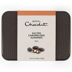 Hotel Chocolat Dark Chocolate Salted Caramelised Almonds Gift Tin Clearance